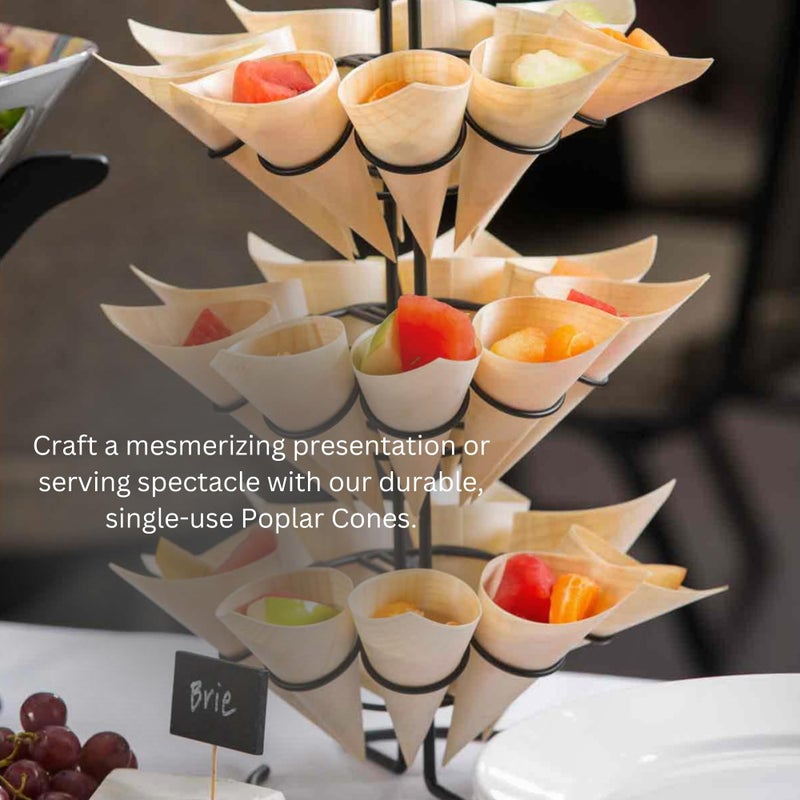 Tablecraft أقماع تقديم قابلة للتصرف من TableCraft BAMDCN7، سعة 4Â¾ أونصة من خشب الحور، عبوة من 50، للاستخدام لمرة واحدة للوجبات الخفيفة واللحوم الباردة - Image 3